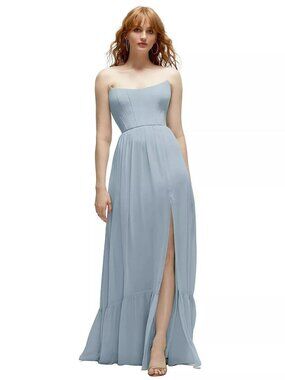 NWT Plus Size 0 Strapless Cat-Eye Corset Maxi Dress with Ruffle Hem A-Line Skirt